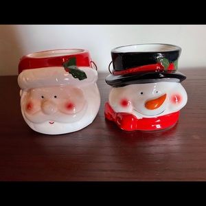 Royal Norfolk Santa and Snowman Planter, Nut or candy cups. Set of 4